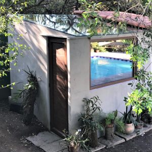 Janela e Porta de sauna com teto de vidro