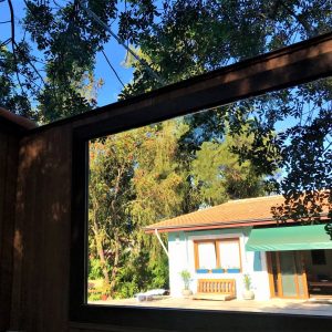 Janela e Porta de sauna com teto de vidro